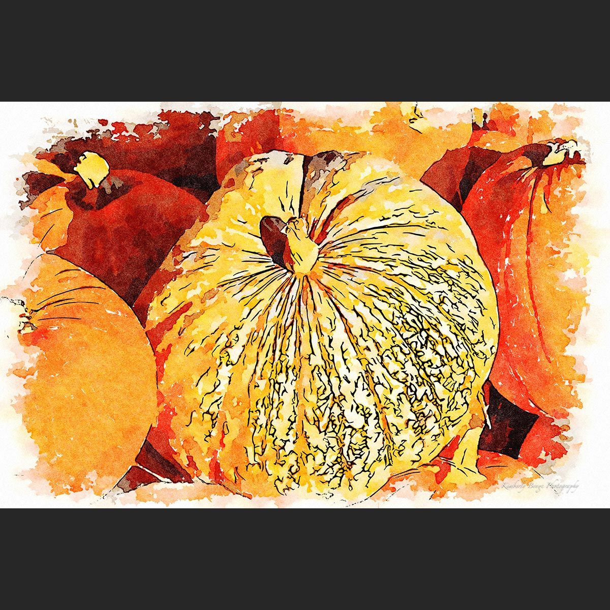 Pumpkin Time Print on Maple Wood